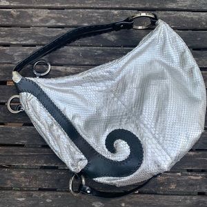 Fendi Silver Python Oyster Hobo Purse